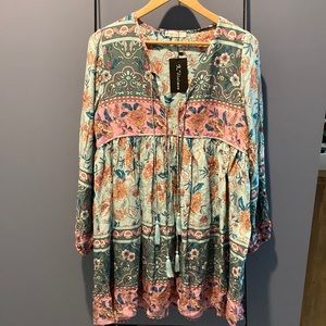 R. Vivimos Boho Mini Tunic Dress